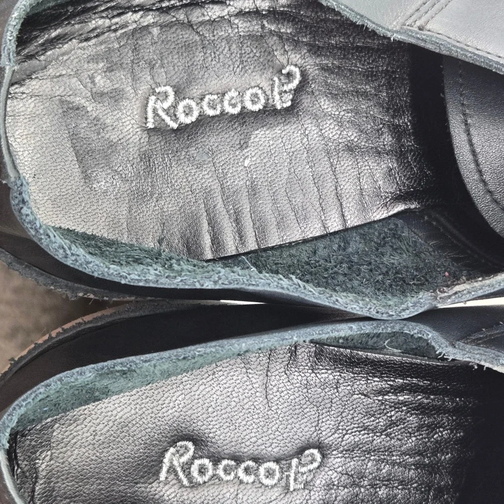 Rocco P Mens 9 Dark Blue Leather Wear Light Sole Handcrafted Italian Derby Shoes